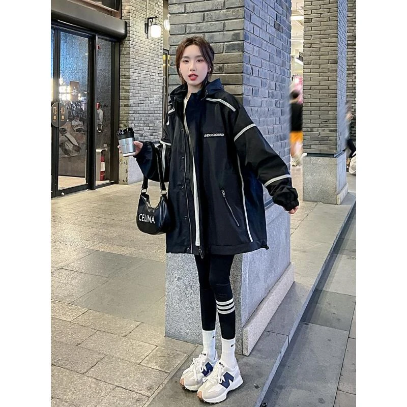 风衣外套女2024春秋季新款欧货爆款休闲宽松显瘦连帽外套冲锋衣潮