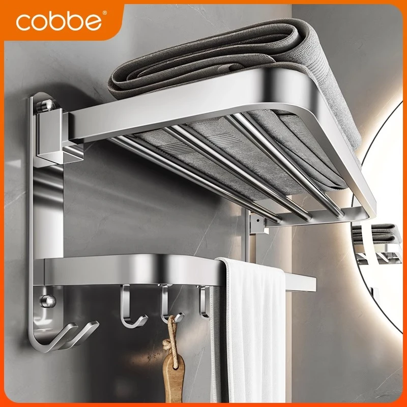 卡贝毛巾架304不锈钢浴室置物架卫生间免打孔浴巾架卫浴五金挂件