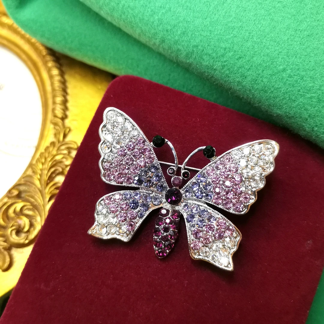 渐变密镶蓝紫蝴蝶胸针[2411281-213]