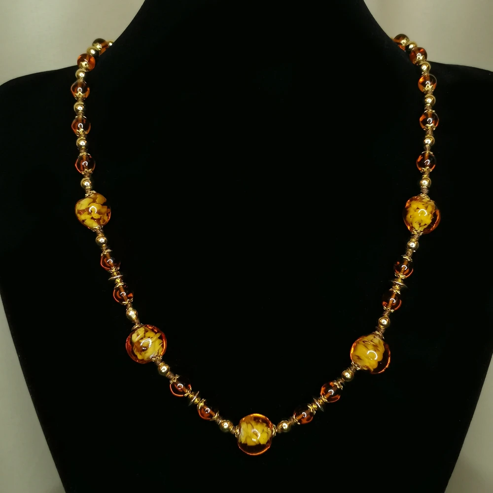 古法蜜糖搅胎琉璃长链60cm项链[2411281-036]