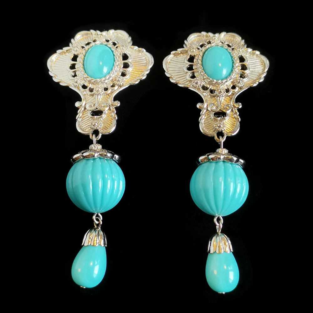 合金耳饰 barreri清新古典蓝扫肩耳夹[1408251-255]