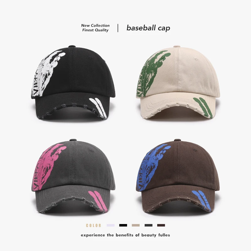 2023新款手掌印花鸭舌帽男帽软顶男士棒球帽春夏潮牌秋百搭防晒帽