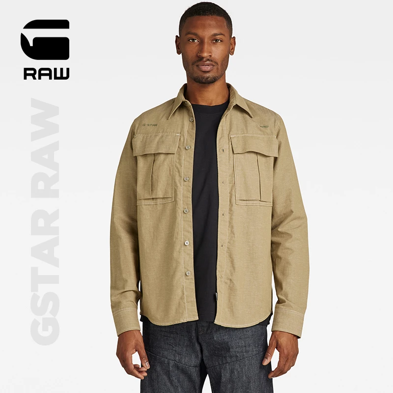 G-STAR RAW Submarine男女同款休闲口袋衬衫长袖衬衣外套