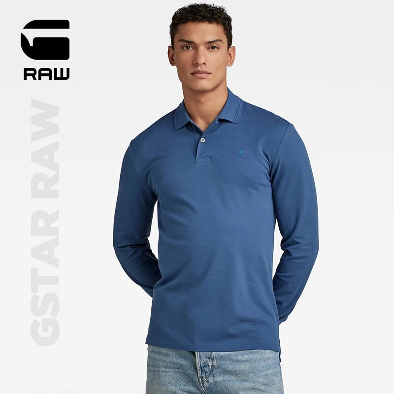 G-STAR RAW Dunda基础款长袖logo标男士休闲polo衫潮流通勤D14141
