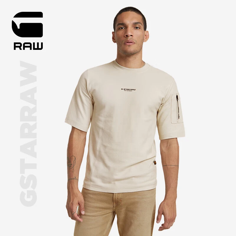 G-STAR RAW2024新款男士T恤美式短袖半袖圆领3D纹理单口袋夏季修