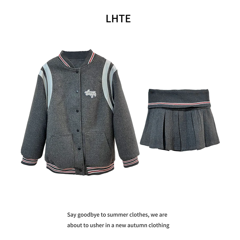 青青大码女装冬款加厚灰色棒球服两件套冬季休闲百搭两件套T4551