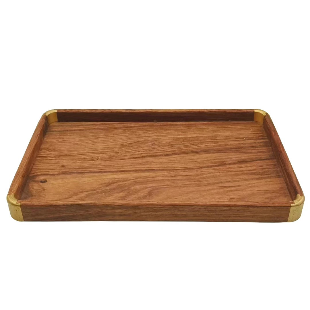 CWZT非花茶盘 独板平镶工艺文成盘四角镶铜工艺