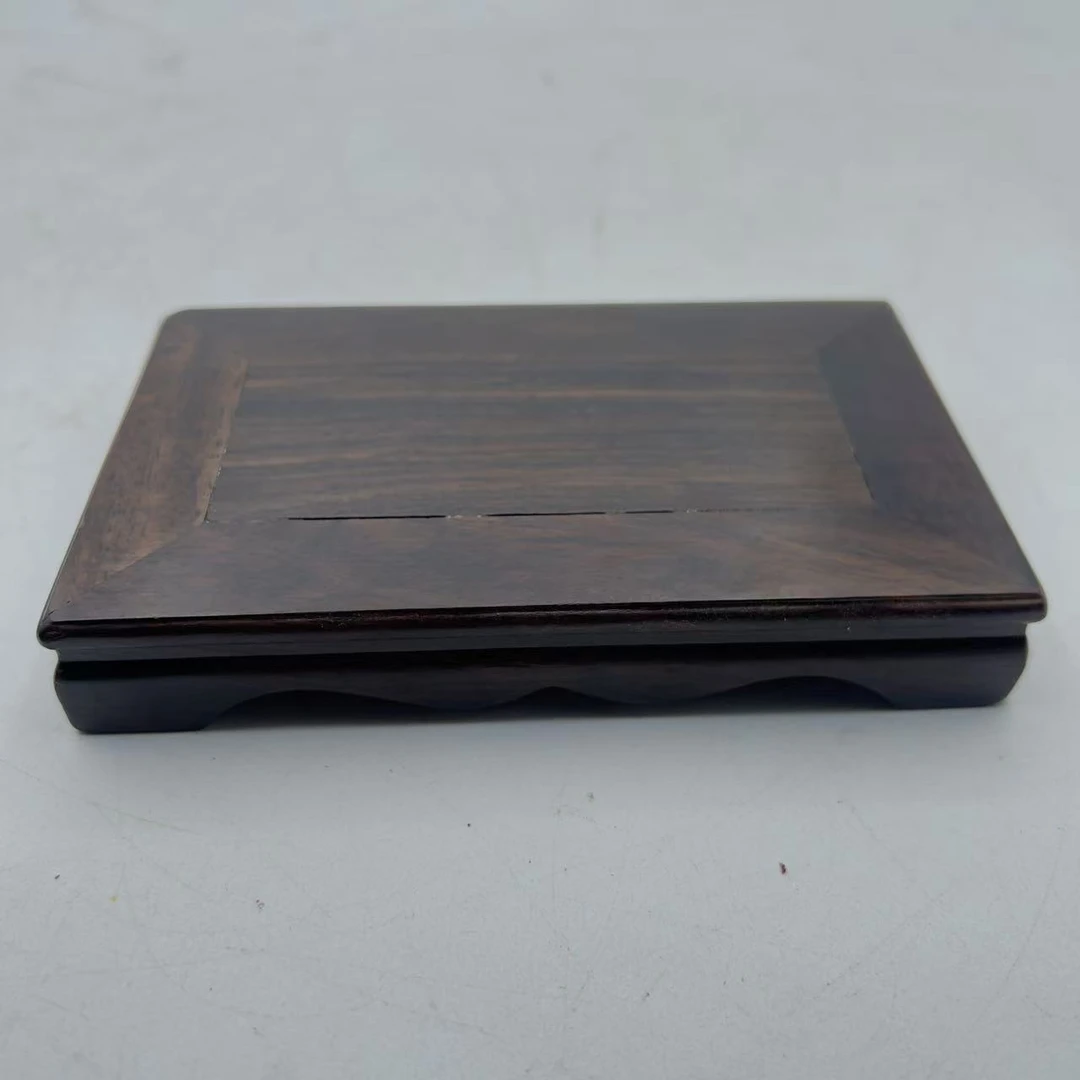 黑檀木15如意长方形底座盆最奇 石佛像底座尺寸:15*9*2