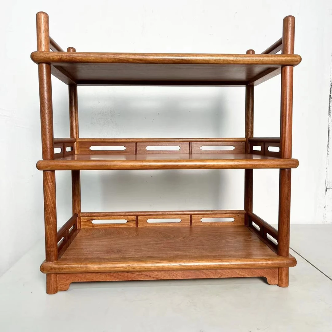 HLM三层茶水柜中式工艺家用桌面收纳柜 尺寸(cm):42.5*23.5*45