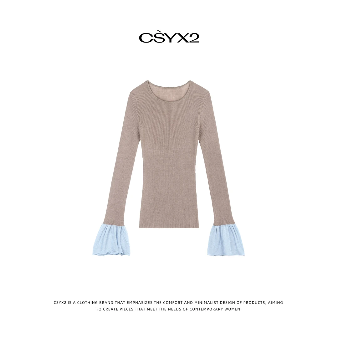 CsyX2-2025S/S早秋新款莱赛尔泡泡袖显瘦腰身打底T恤S10906