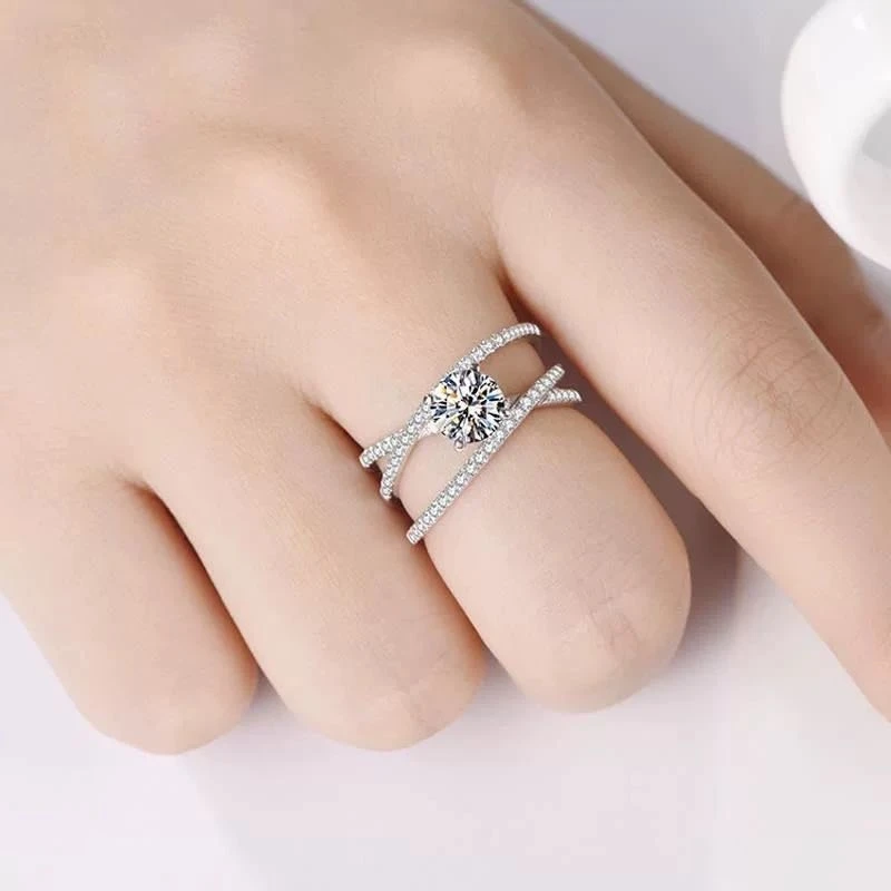 925银莫桑石银制品 【三生三世女戒】1克拉   时尚 百搭/合成碳硅石
