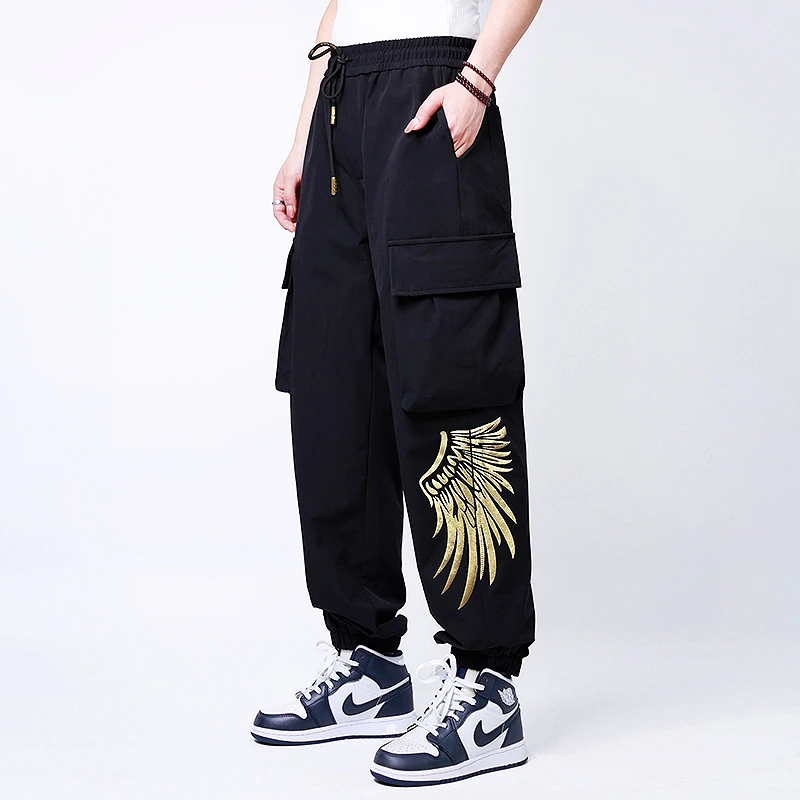 BY秋冬新款潮牌闪耀翅膀高级感工装裤/男女同款百搭网红洋气炸街