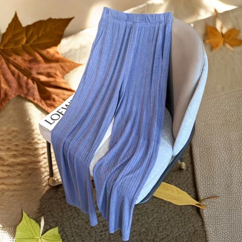 （39-49）高腰垂感百褶阔腿裤女no退no换