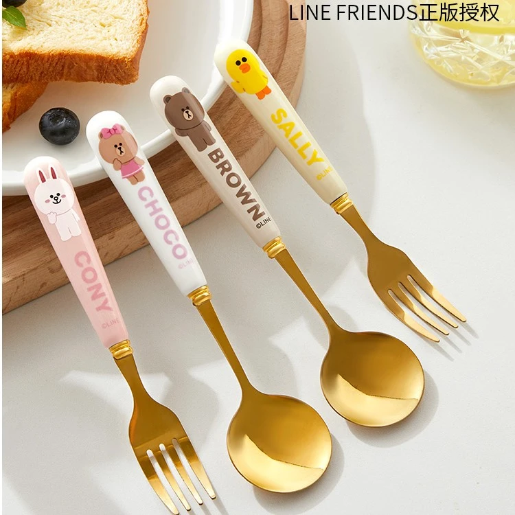 LINE FRIENDS叉子勺子套装304不锈钢勺牛排刀叉子勺家用西餐餐具