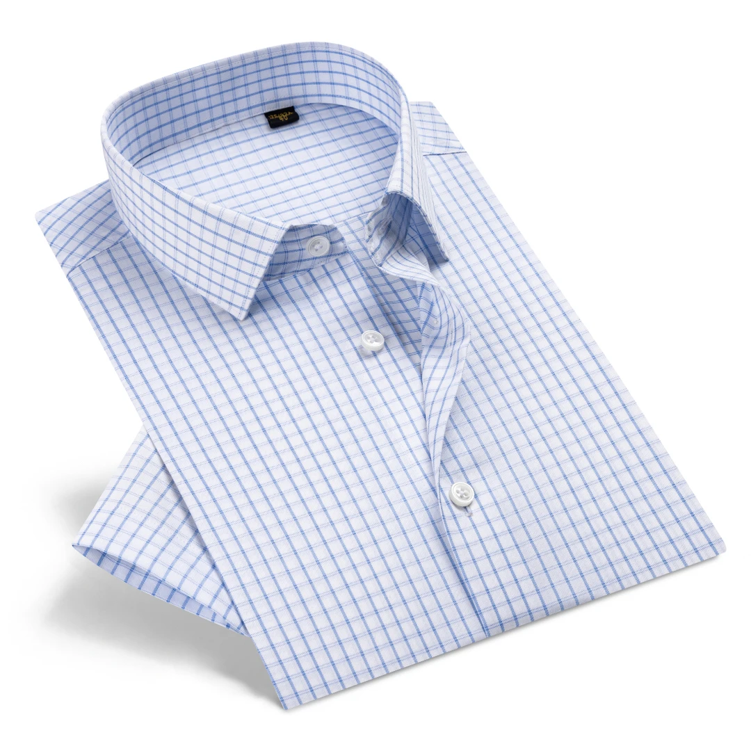 1881私人定制24夏季男士商务正装纯棉格子休闲衬衫短袖