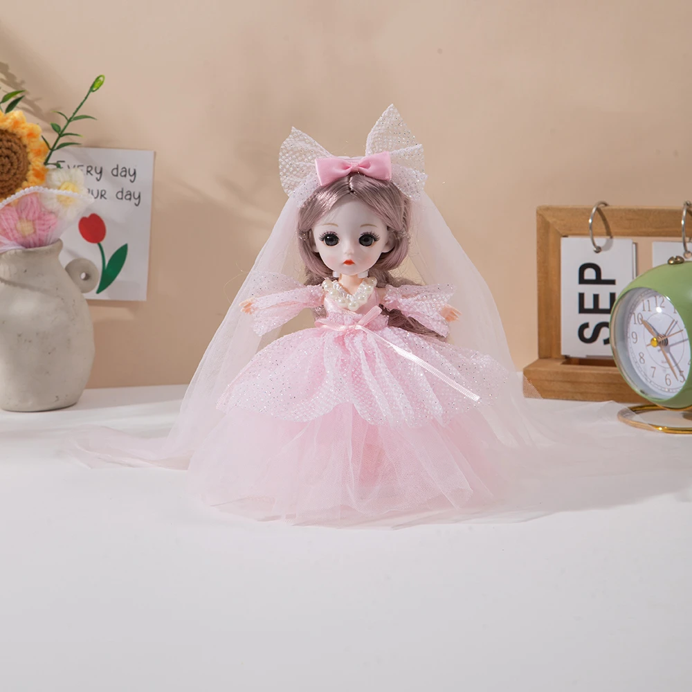 【16厘米粉色婚纱】正版芭比换装洋娃娃公主DIY玩具益智儿童节021-2