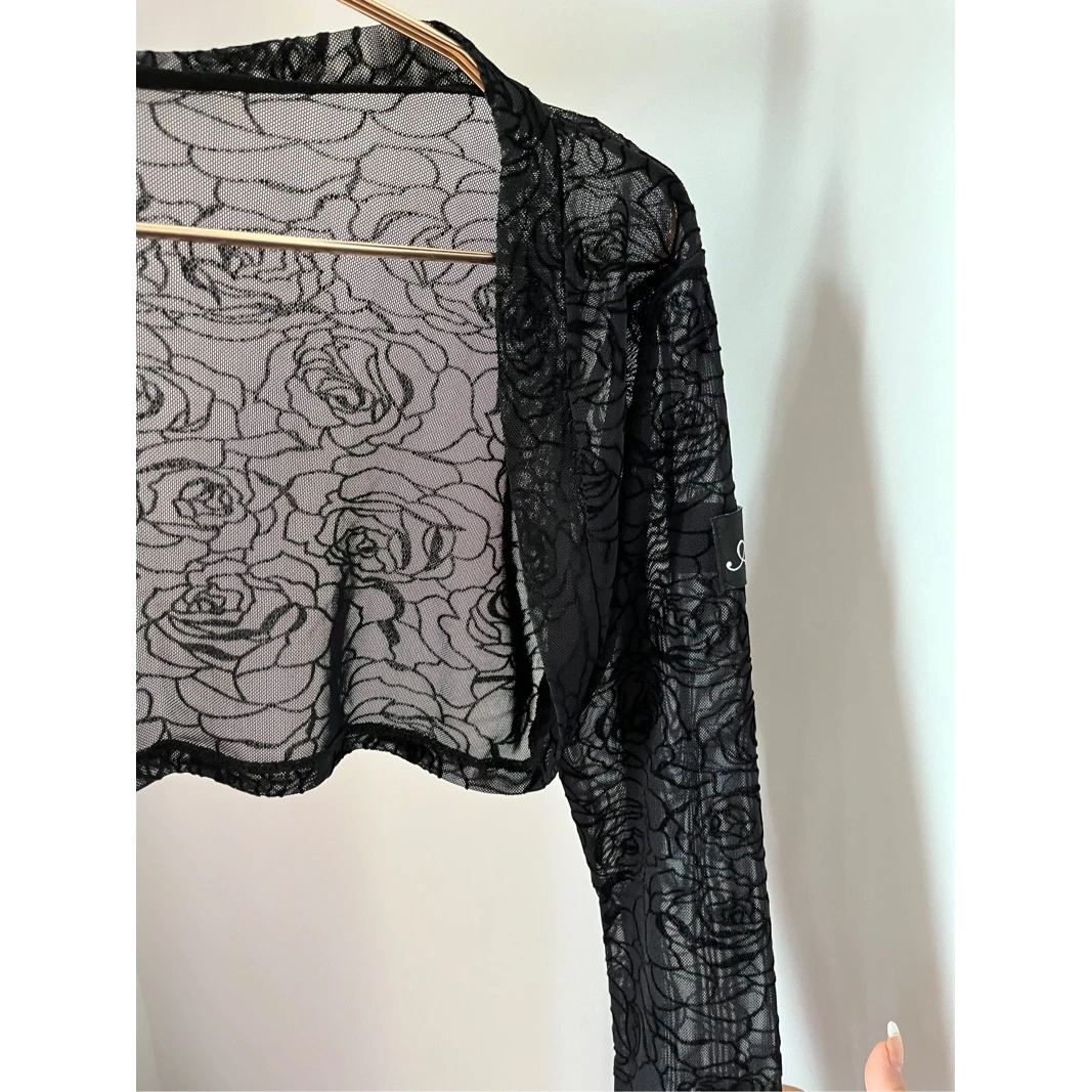 舞服女舞蹈小坎肩拉丁舞表演服练功服上衣外搭外套形体服护肩