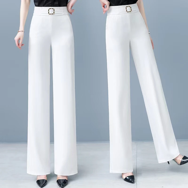 时尚阔腿裤女2025夏季新款高腰直筒宽松薄款垂感休闲裤百搭长裤