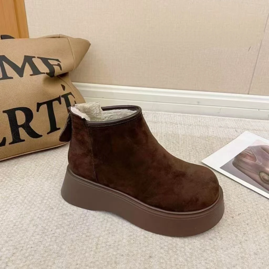 女秋冬季百搭加绒保暖时尚英伦风短靴