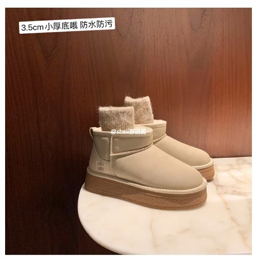 冬季保暖加厚雪地棉短靴~防水防污加绒厚底休闲百搭女士雪地靴