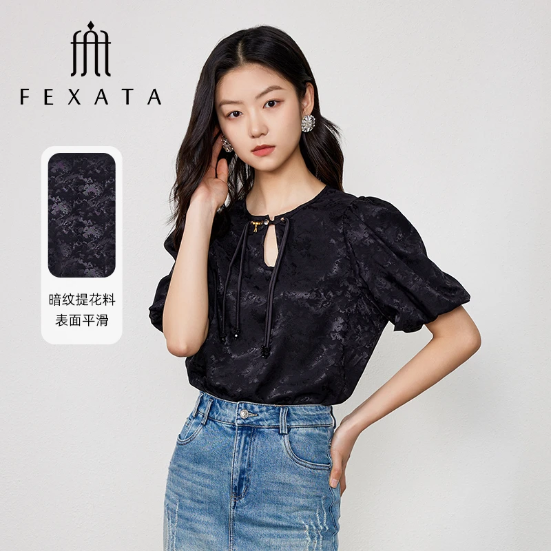 FEXATA斐格思上衣女2024夏季新品国潮改良禅意新中式盘扣国风小衫