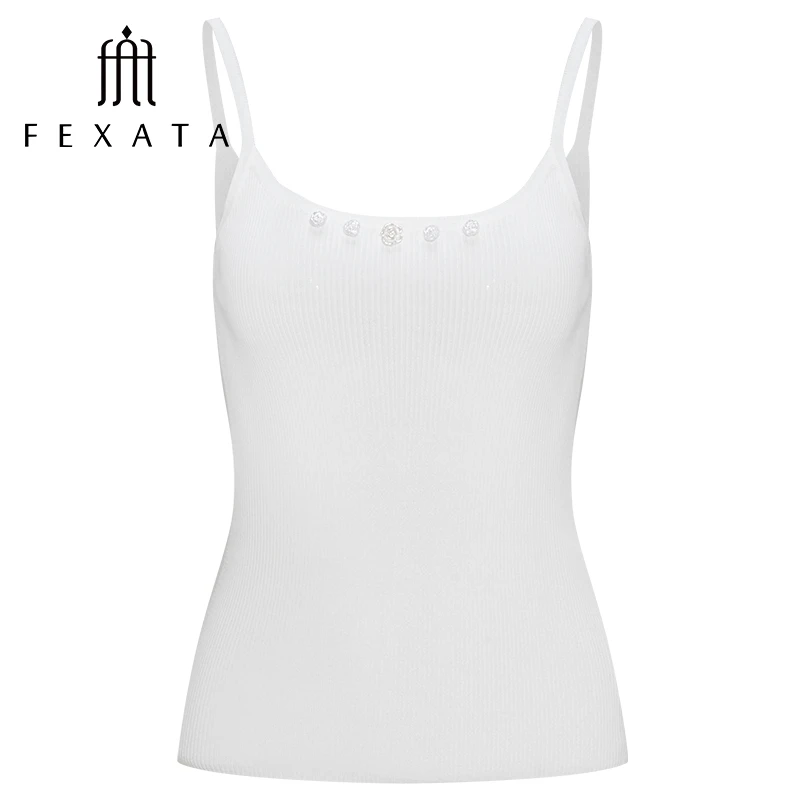 FEXATA女背心打底夏季内搭打底可外穿白色显瘦无袖性感女士背心
