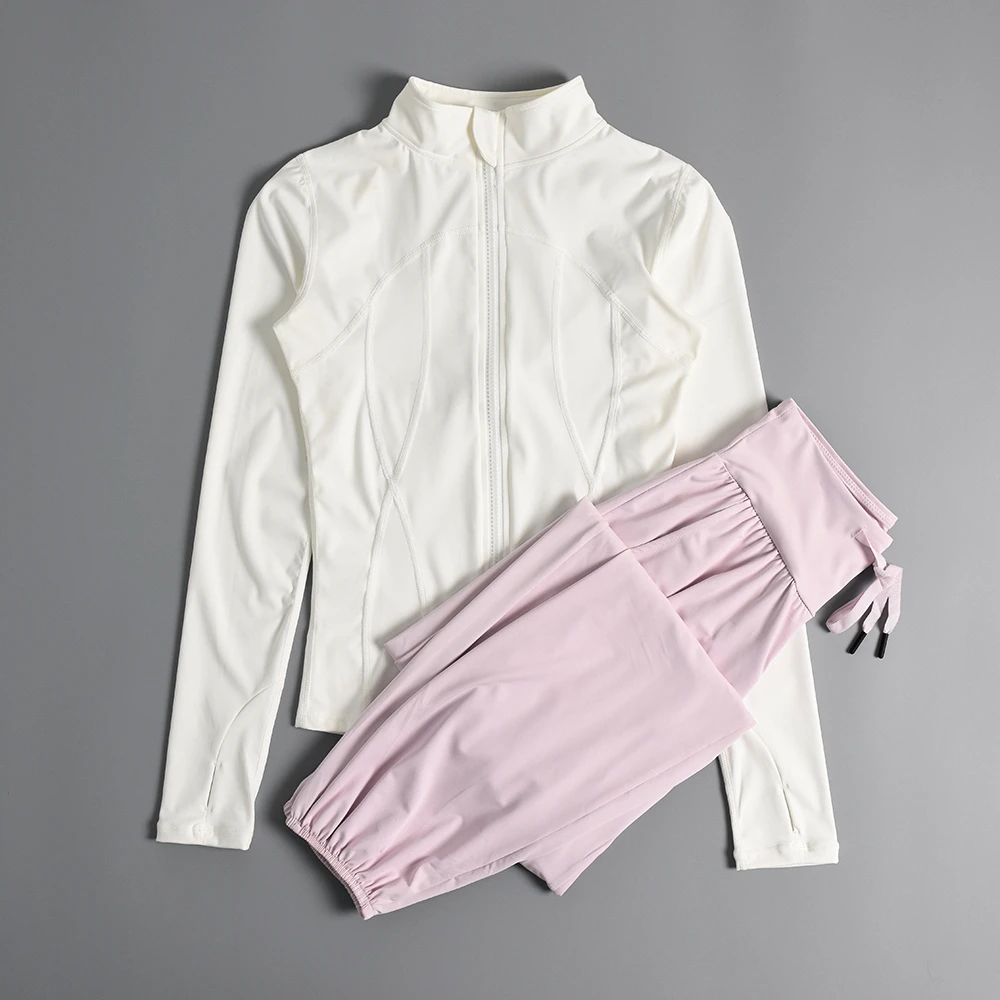 健身服套装女长袖外套2025新款专业跑步运动衣训练速干瑜伽服套装