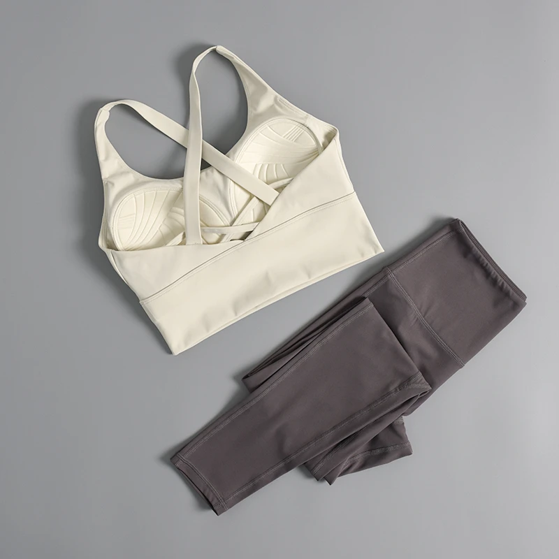 运动内衣套装女夏季专业防震健身背心晨跑步瑜伽服美背文胸两件套