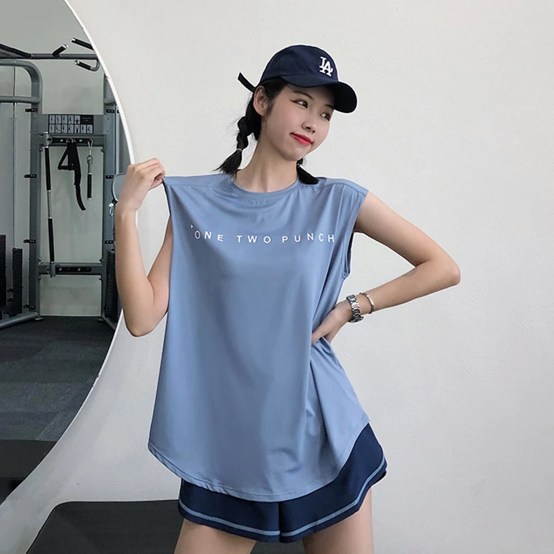 运动背心女夏季宽松休闲透气健身服无袖罩衫跑步训练速干瑜伽上衣