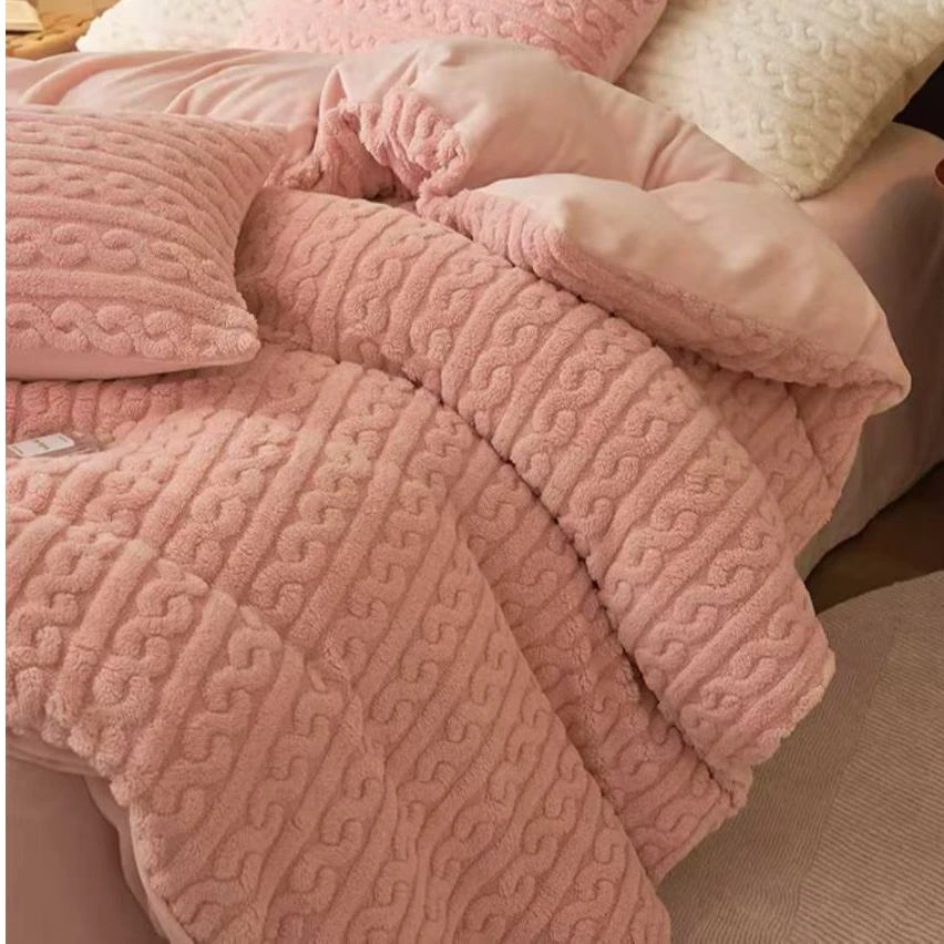 1【春秋被套】塔芙蓉提花S西柚粉被罩.AA面加厚.柔软.被套.亲肤舒适