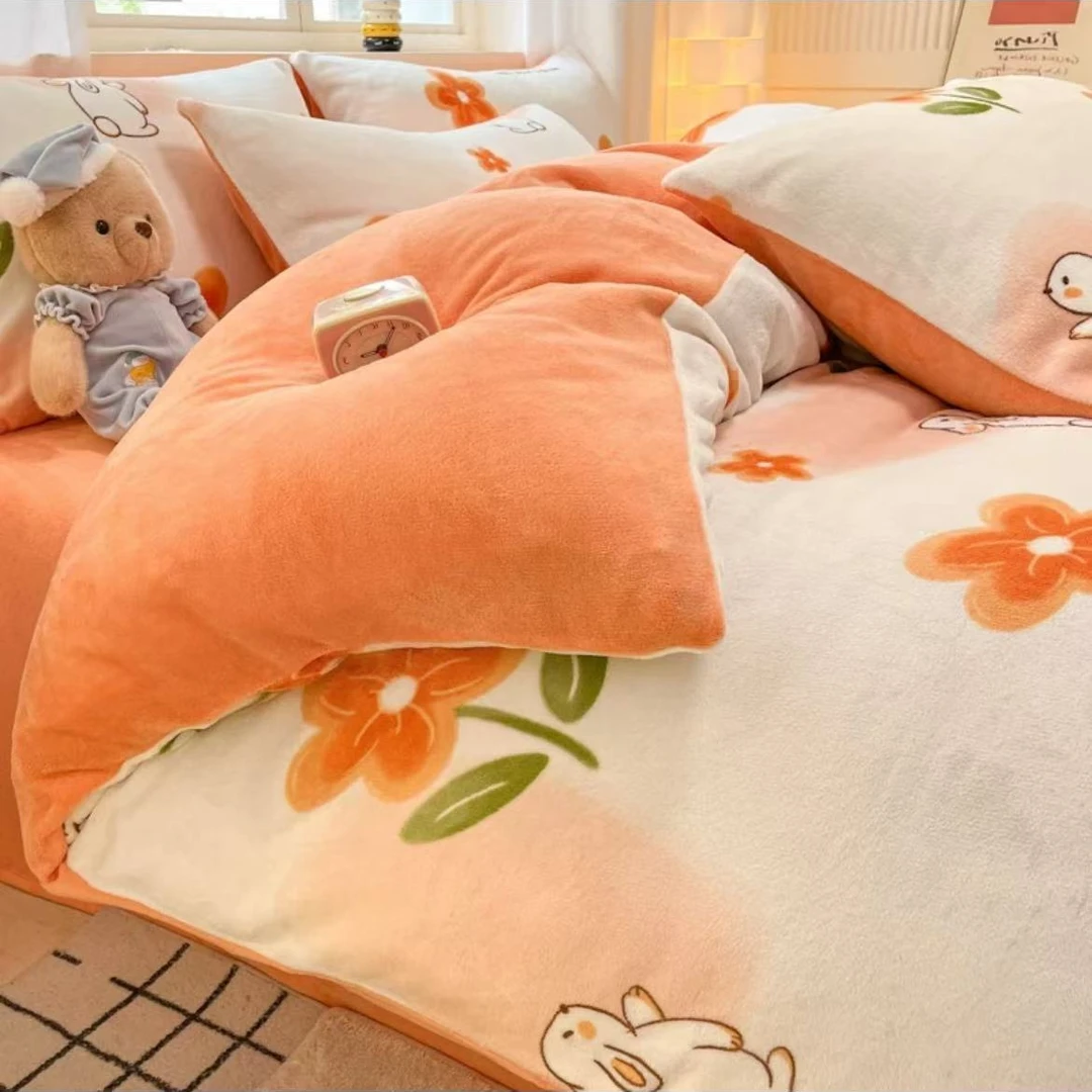 【秋冬被套】轻奢字母老花印花牛奶绒被套速热款200x230.柔软.家用