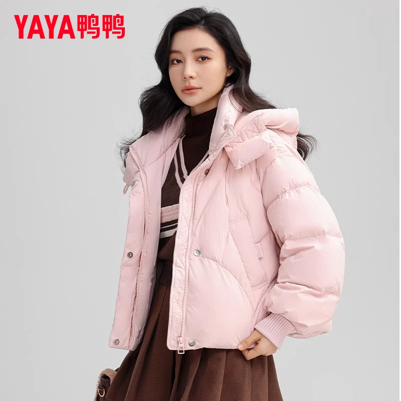 YAYA/鸭鸭羽绒服女短款冬时尚运动甜美气质面包服加厚羽绒服外套