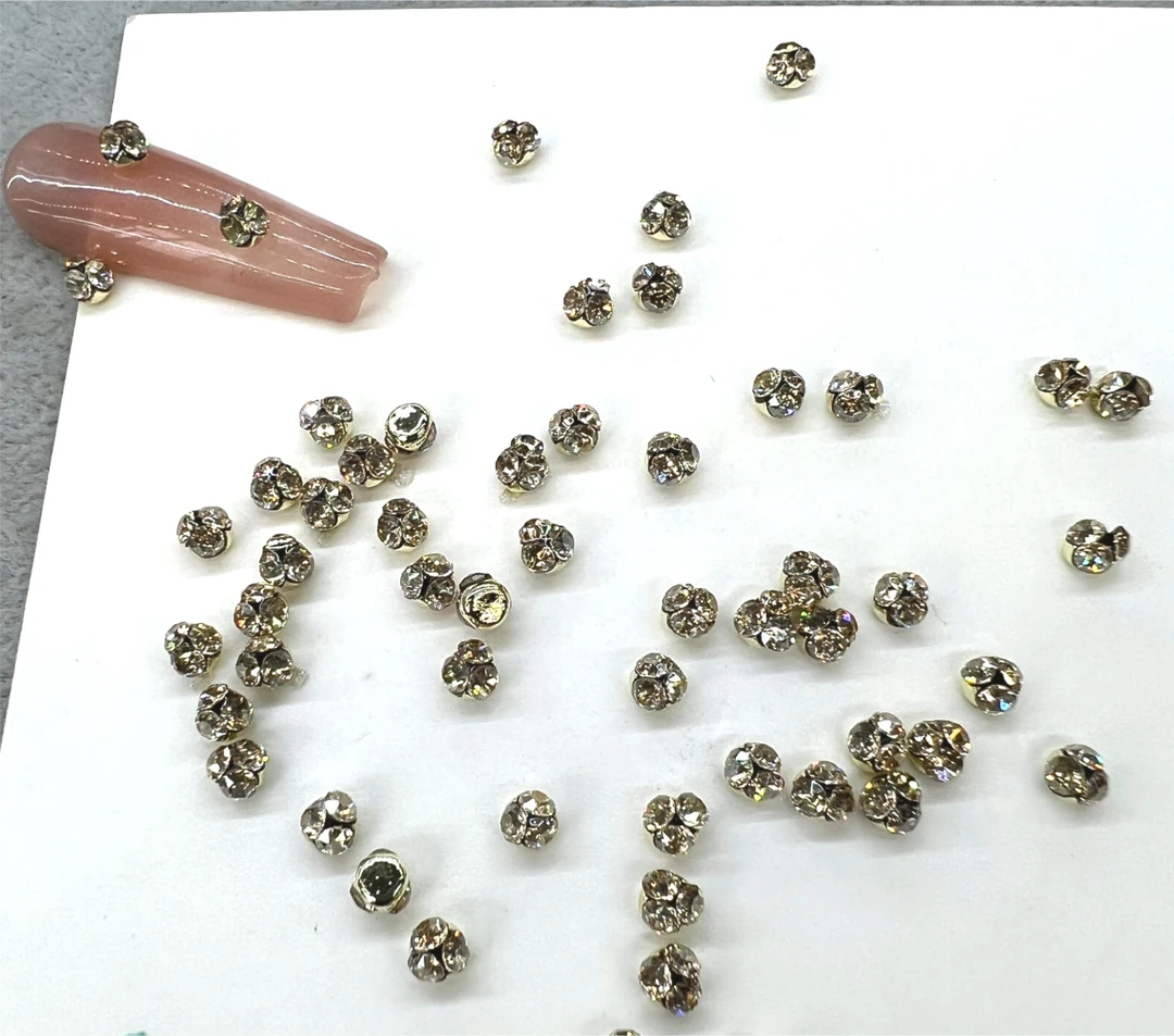 【成品堆堆钻球捷克钻超闪奢华香槟色3-6mm】美甲指甲饰品