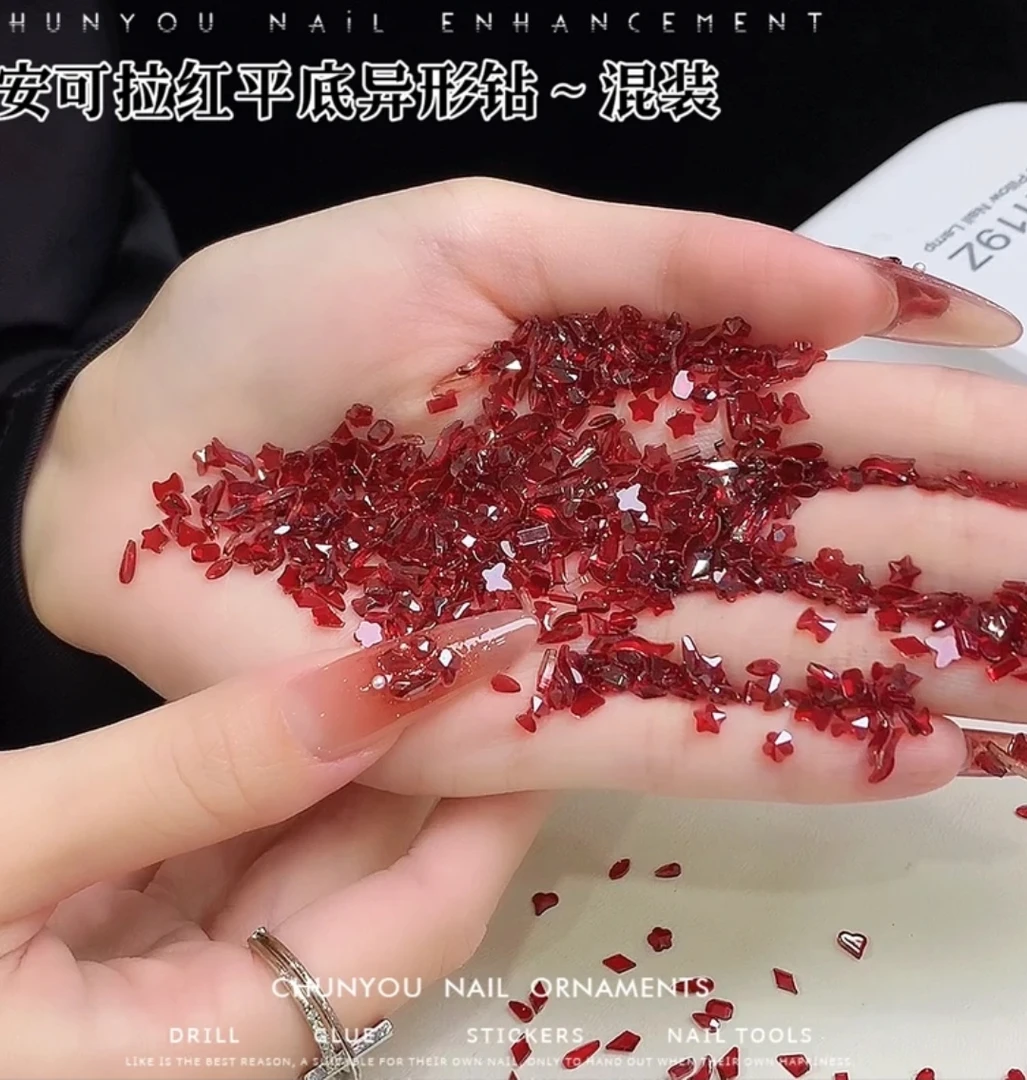 LR【安可拉红迷你平底异形】超闪美甲DIY饰品