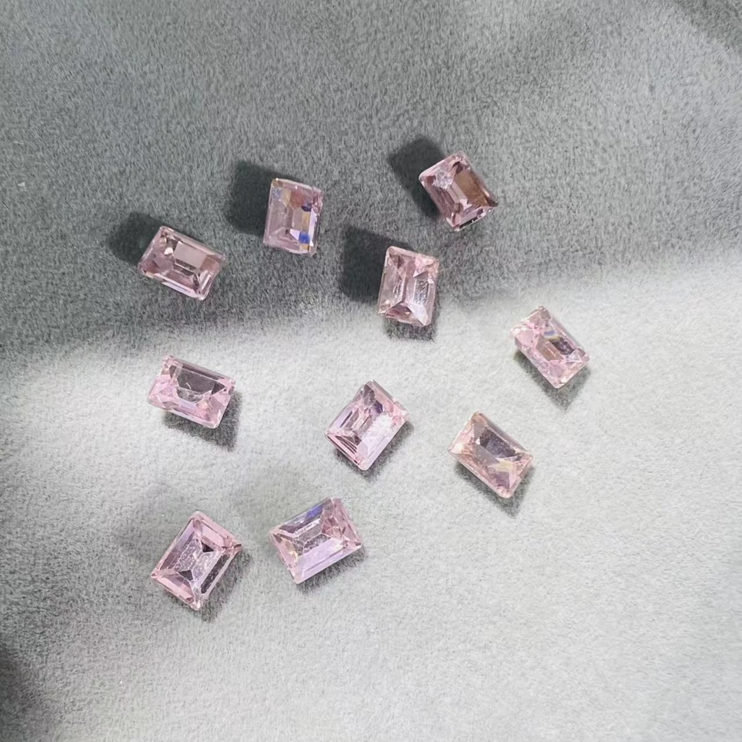 LR【长方冰糖6*8】精品K9水晶玻璃美甲异形钻 超闪镀底尖底美甲钻
