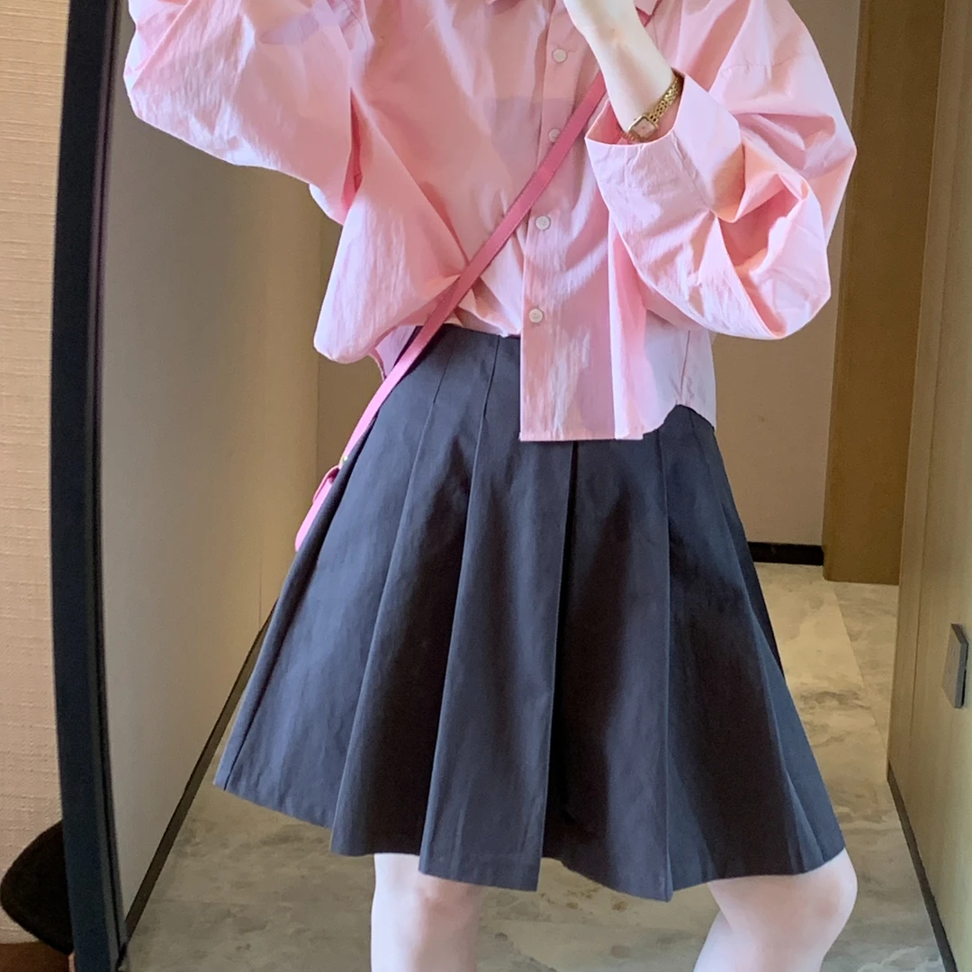 百褶时尚休闲百搭半身裙潮流A字韩版高腰学院风秋季短裙