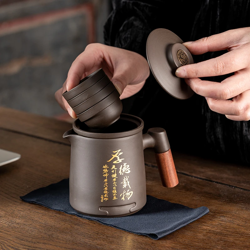 户外紫砂壶快客杯便携式茶具茶壶一壶四杯家用旅行户外套装可定制