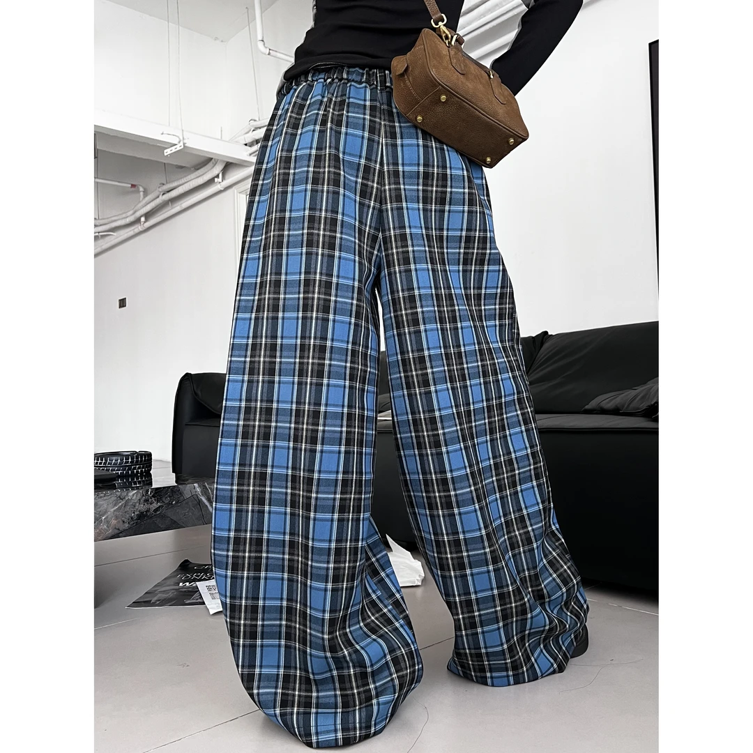 【ESU】秋季直筒休闲通勤新品格子裤宽松直筒宽松高街-5331