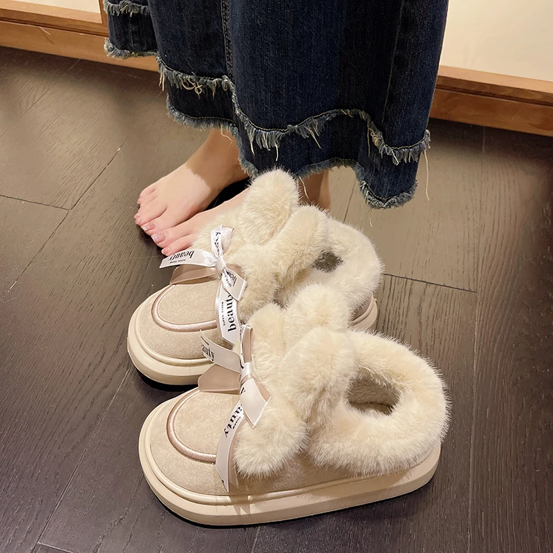 厚底增高全包毛毛棉鞋女秋冬季外穿2025新款雪地靴家居室内防滑潮