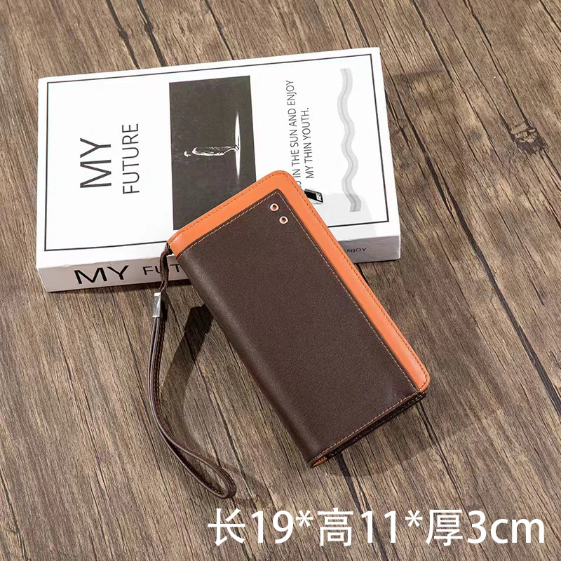 头层小牛皮长款钱包高档大气多功能真牛皮男士钱夹手包大容量