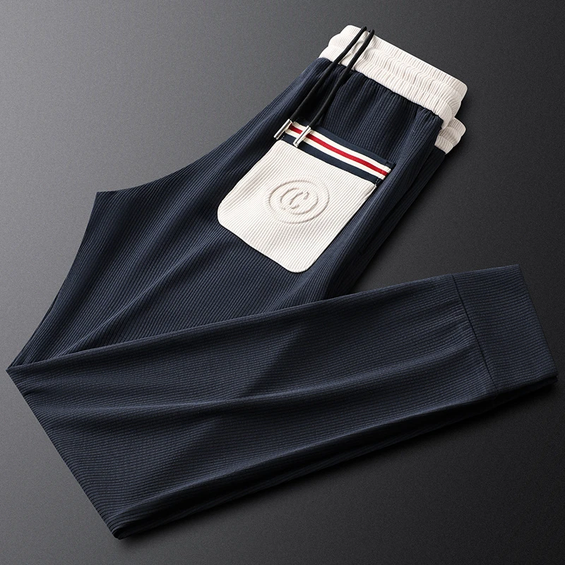 轻奢高端莫代尔面料男士休闲裤夏季新款束脚裤子欧货修身运动卫裤