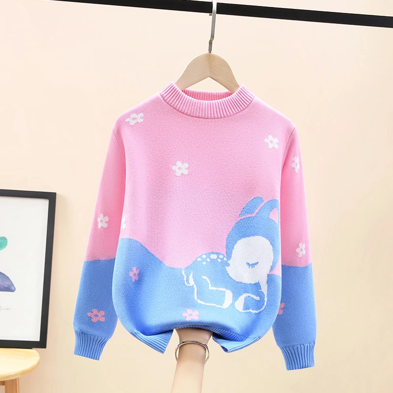 女童毛衣2025年新款儿童中大童秋冬加绒加厚保暖小女孩纯棉打底衫