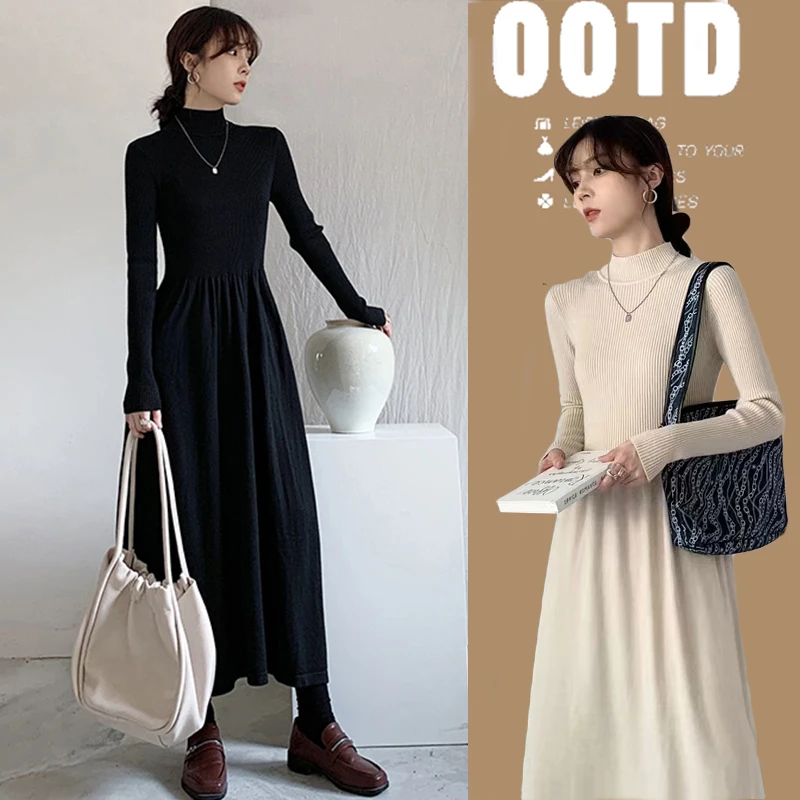 孕妇装长款毛衣裙过膝女秋冬新款打底内搭宽松大码针织连衣裙长裙