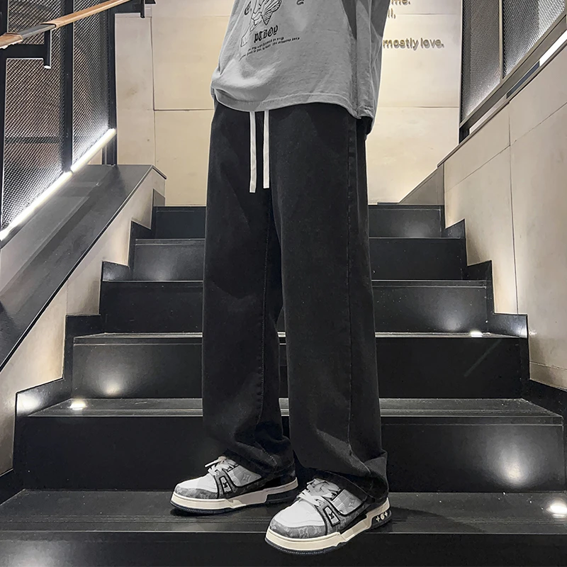牛仔裤男生夏季薄款美式潮流直筒休闲裤百搭高街显瘦ins阔腿裤男
