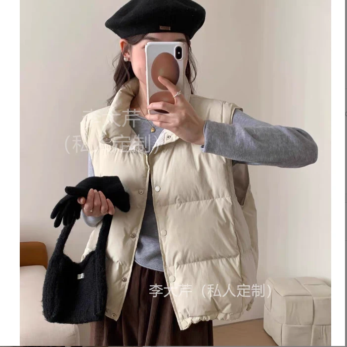 立领羽绒马甲  坎肩简约宽松马甲短款轻薄韩版