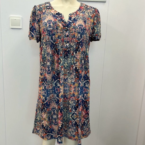 夏季薄款短袖连衣裙 加大弹力裙 冰丝中裙民族风休闲套头裙98