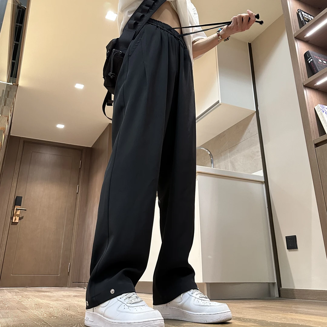 百搭裤子显瘦阔腿裤休闲百搭黑色阔腿垂感潮流基础ins低腰常规
