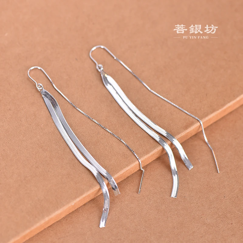 925银耳饰 【菩银坊】 银瀑布流苏耳线