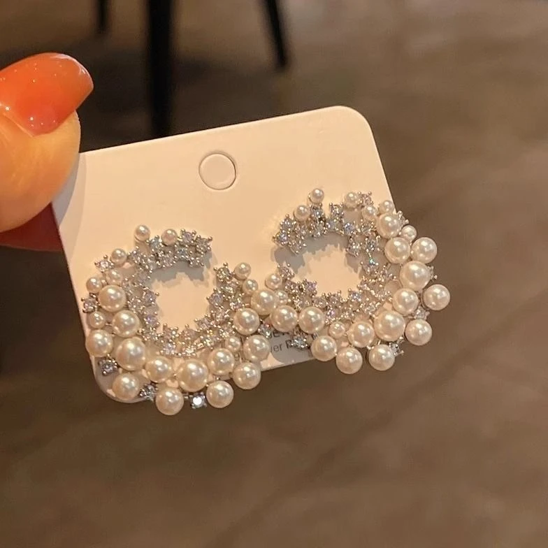 高级感轻奢大气耳环法式复古名媛气质微镶耳钉耳饰