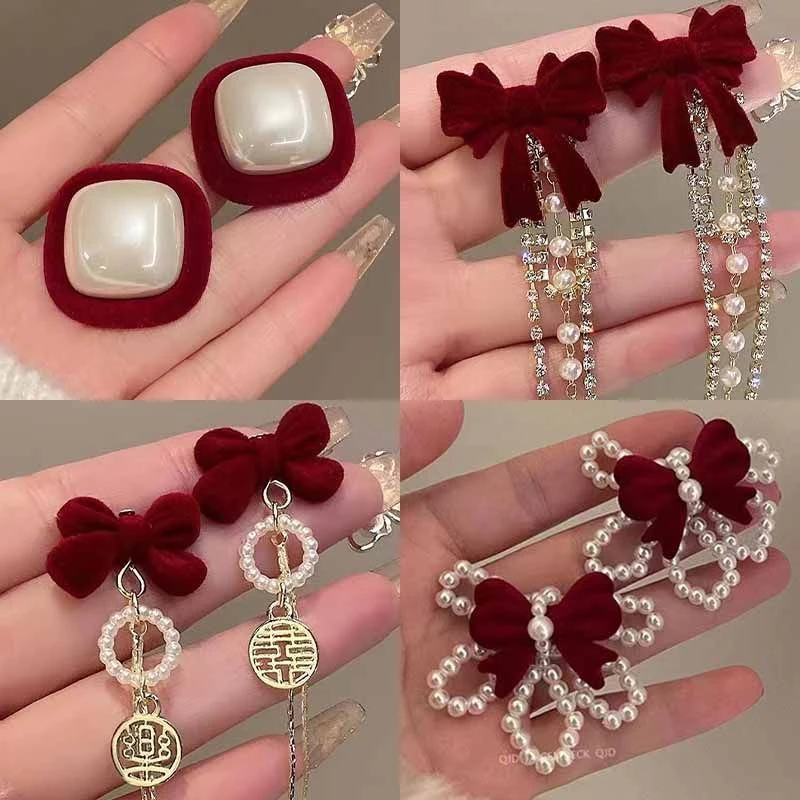 铜合金耳饰 法式复古秋冬新款耳钉女夸张几何耳环轻奢高级感耳饰